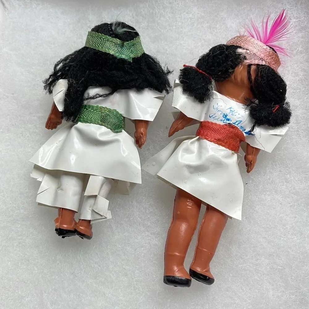 Set of 2 Native American dolls Japan  made of celluloid plastic